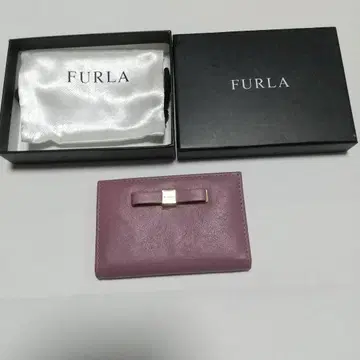 FURLA 퍼플 리본 포함 카드 케이스