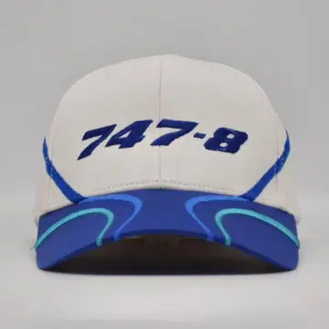 00s 새상품급 대만제 보잉 747-8 여객기 기업 자수 캡 파랑