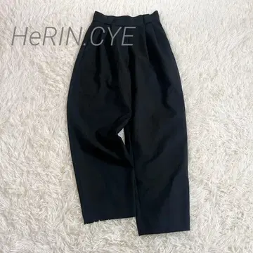 [새상품급] HeRIN.CYE 투 턱 트라우저 팬츠 하이웨스트 블랙 S