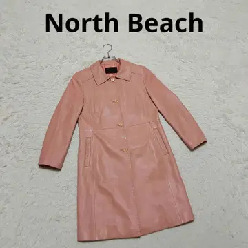 노스비치 가죽 코트 살몬 핑크 M 캐주얼 엘레강트 램 가죽