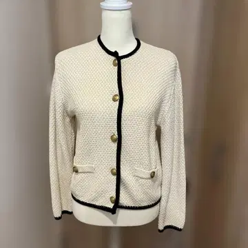 아이보리 노카라 자켓 골드 버튼