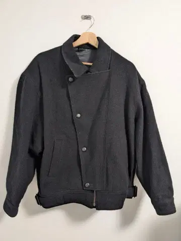 울 피코트 블랙 체크 안감 LL 사이즈