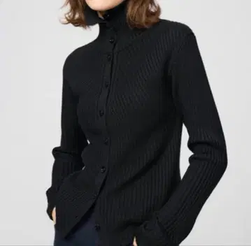 UNIQLO U 메리노 블렌드 하이넥 가디건 XS 블랙