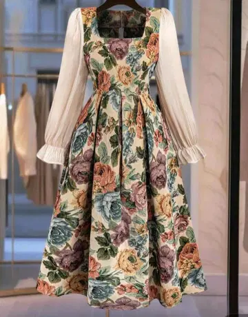 플라워 프린트 A라인 원피스