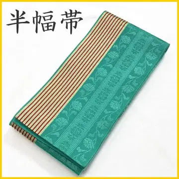 512mb165 반폭 오비 소쿠로 오비 교직 꽃+덩굴 패턴 새상품급