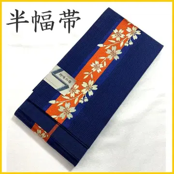 512mb167 반폭 오비 소쿠로 오비 교직 벚꽃 블루 계열 미사용