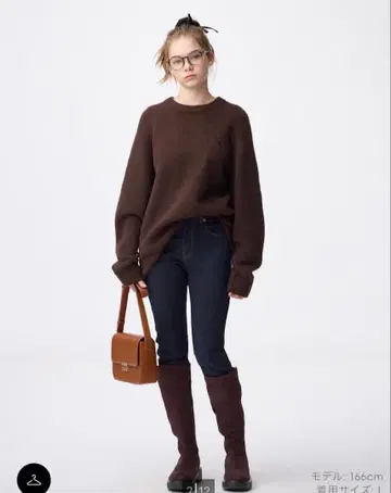 다크 브라운 퍼프 니트 스웨터 M 사이즈