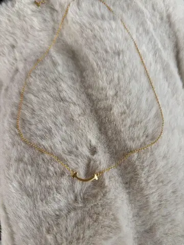 스마일 목걸이 골드 심플 커브 목걸이