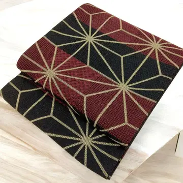 쿄후쿠로 오비 아사노하 버건디 짙은 빨간색 블랙 모던 #1506