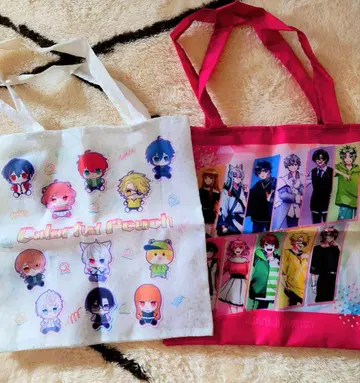 컬러풀 피치 미니 에코백 2점