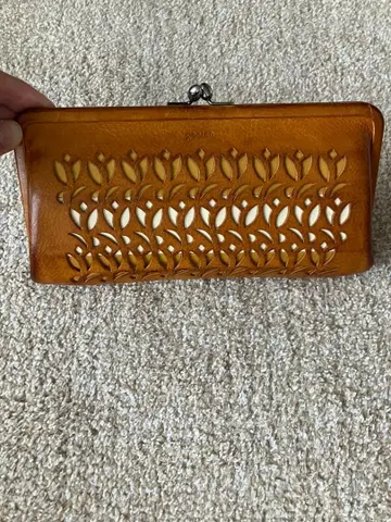 genten 컷워크 장지갑 가마구치 투리파노 천연 가죽