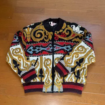 피체 빈티지 올 패턴 니트 블루종 코니시 요시유키