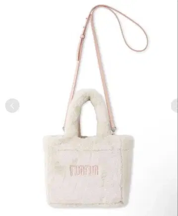 FURFUR 에코 퍼 토트백 화이트 핑크
