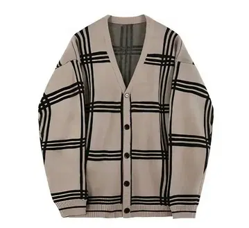 LOGUE 체크 패턴 오버 사이즈 가디건