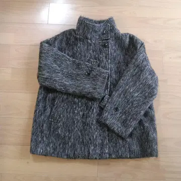 울 혼방 스탠드 카라 코트 그레이 계열