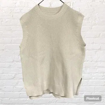 10638 무인양품 MUJI 슬리브리스 니트 베스트 L 베이지 구제 의류