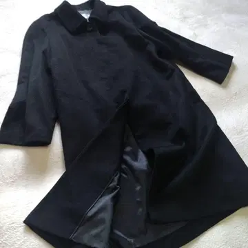 빅 사이즈 캐시미어 100% 블랙 롱 코트 프리 사이즈