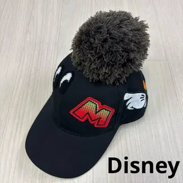 Disney 미키마우스 폼폼 포함 블랙 컬러 캡 M 자수