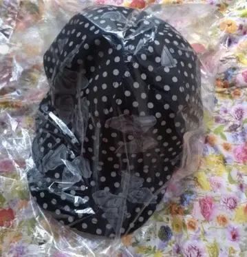 핑크하우스 캡 도트 리본 프린트 모자