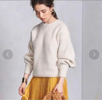 UNITED ARROWS 퍼프 슬리브 니트 폭스 울 아이보리