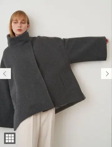 엘렌딕 52800엔 케이프 스탠드 카라 코트 그레이 울 코트 판초