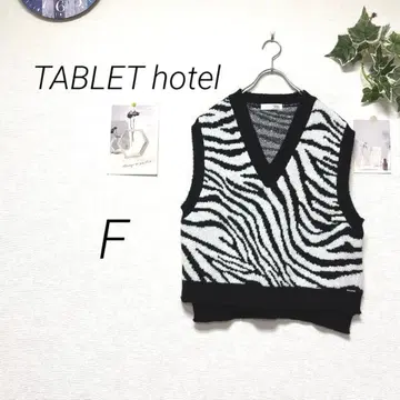 8946-2 TABLET hotel 제브라 패턴 니트 베스트 F 캐주얼