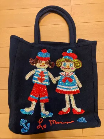 Curly 토트백 캐릭터 자수, 스팽글,