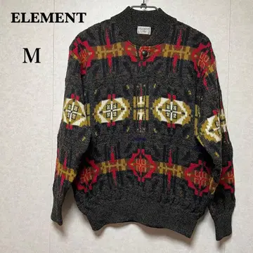 엘리먼트 노르딕 무늬 니트 스웨터 울 100 (M) 빈티지 스타일