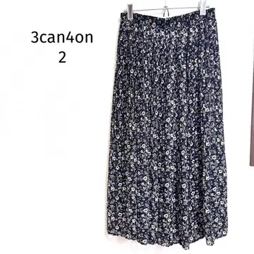 상칸시온 플라워 플리츠 스커트 롱 안감 부착 전체 밴딩