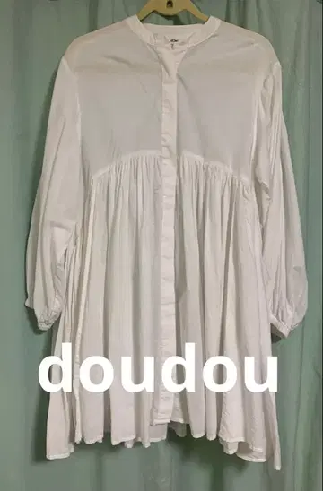 (인기)doudou 화이트 개더 튜닉 셔츠 긴팔