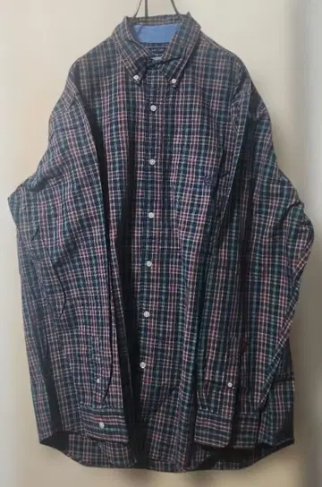 체크 무늬 버튼 다운 긴팔 셔츠