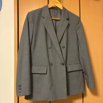 그레이 더블 브레스트 테일러드 자켓 UNIQLO