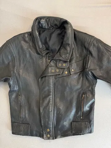 블랙 가죽 자켓 더블 지퍼