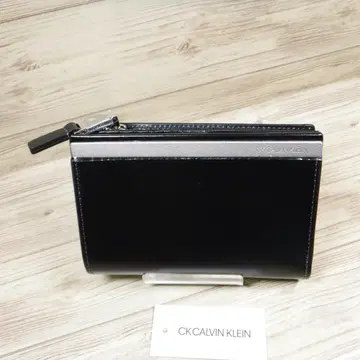 캘빈클라인 정가 1만 9800엔 블랙 L자 지퍼 소가죽 세미 장지갑