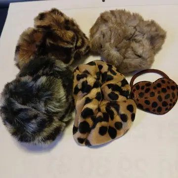 레오파드 무늬 페이크 퍼 스크런치 외 5개 세트