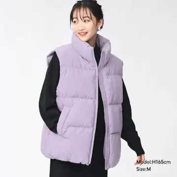 [ 새상품 ] GU 지유 히트 패디드 오버사이즈 베스트 라이트 퍼플