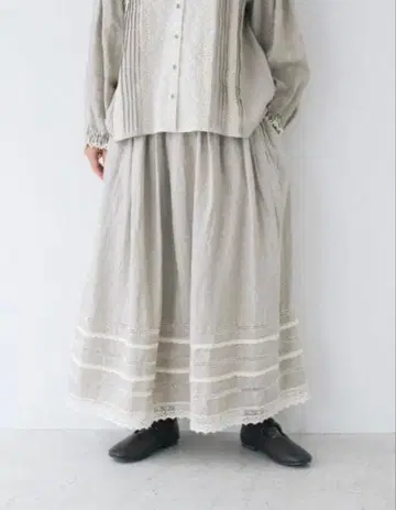 세일! kazumi x SamansaMos2 레이스 스커트 벨기에 린넨