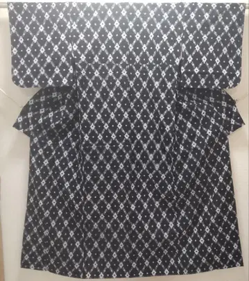 목화 구루메 카스리 수직 능직 무늬 기모노 (917)