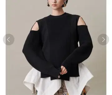 [ 가격 인하 가능 ] UN3D. 숄더 오픈 루즈 니트 블랙 38