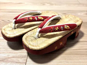 다다미 짚신 오동나무 나막신 자수 빨간색 하네츠키 말 부품 일본제 옻칠