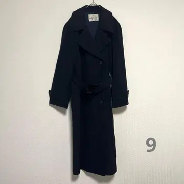 코자나 도쿄 스타일 롱 코트 벨트 포함 블랙 계열 울