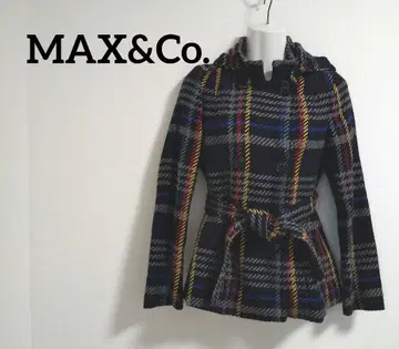 ky272 MAX&Co. 코트 탈부착 후드 부착 체크 무늬 XS 상당