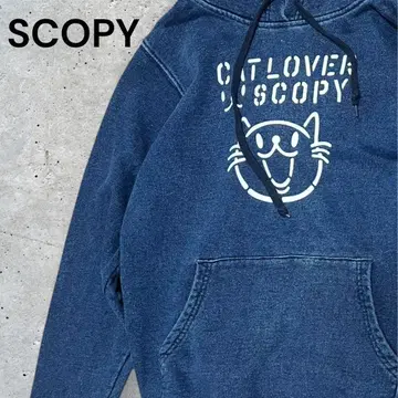 SCOPY 스코피 고양이 패턴 후드티 데님 풀오버