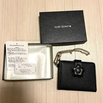 MARY QUANT 마리쿠와 블랙 카드 케이스 스트랩 포함 교통카드 지갑
