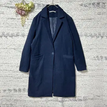 어반 리서치 체스터 코트 네이비 울 혼방 깔끔한 비즈니스