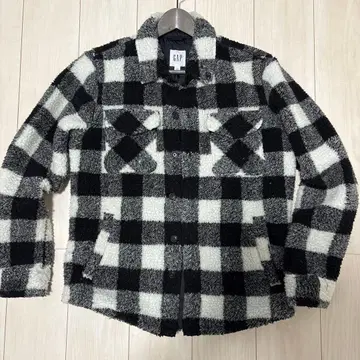 GAP 플리스 자켓 S 블랙 화이트 체크