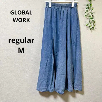 미사용 global work 블루 플레어 스커트 REG 사이즈