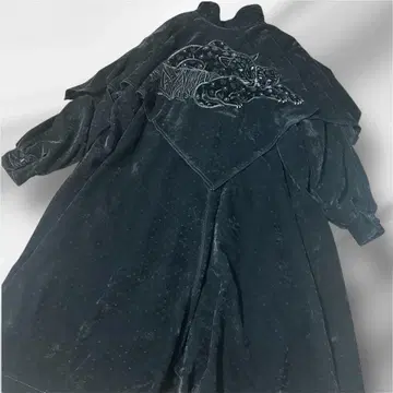 이타리야 표범 무늬 레오파드 벨로아 롱 코트 L 사이즈 블랙