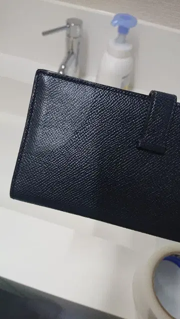 블랙 텍스처 합성 피혁 장지갑