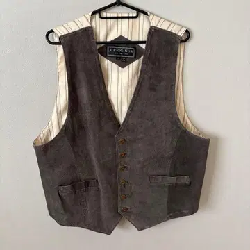 J.RIGGINGS 차콜 그레이 수트 베스트 가죽 절개